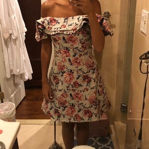 Off the shoulder A-line floral dress